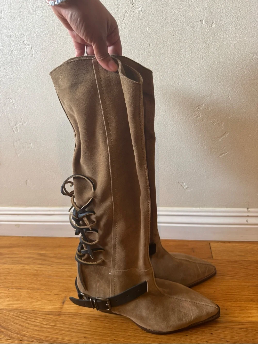Free People Back-Lace Sway Low Slouchy Boots